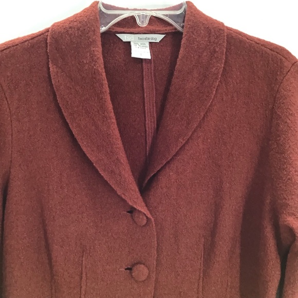 Two Star Dog 100% Wool Jacket Blazer Sweater Button-Up Career Rust Size Small - Picture 5 of 7